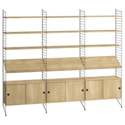 String Regal mit 3 Schrankelementen und Zeitschriftenablagen 242x200x30cm| Regale