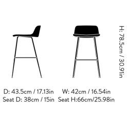 &Tradition Rely HW83 Barhocker 66cm Gestell schwarz| Barhocker