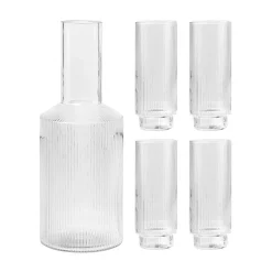Gläser|Barzubehör^Ferm Living Ripple Karaffe mit Longdrinkgläser 4er Set