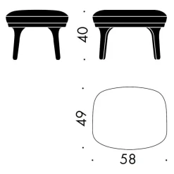 Fritz Hansen Ro™ JH11 Fußhocker Stoff Füße aus Aluminium| Hocker