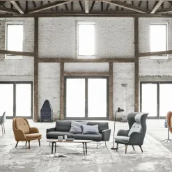 Fritz Hansen Ro™ JH1 Ohrensessel Stoff Füße aus Aluminium| Sessel