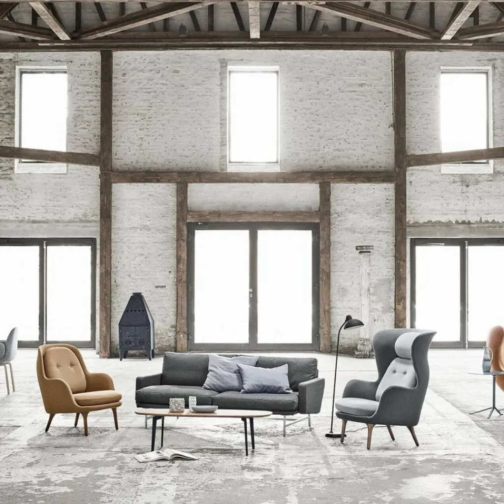 Fritz Hansen Ro™ JH1 Ohrensessel Stoff Füße aus Aluminium| Sessel