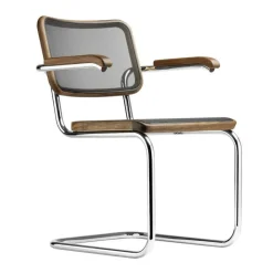 Stühle^Thonet S 64 N Pure Materials Freischwinger Armlehnstuhl Nussbaum
