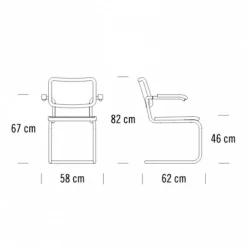 Stühle^Thonet S 64 N Pure Materials Freischwinger Armlehnstuhl Nussbaum