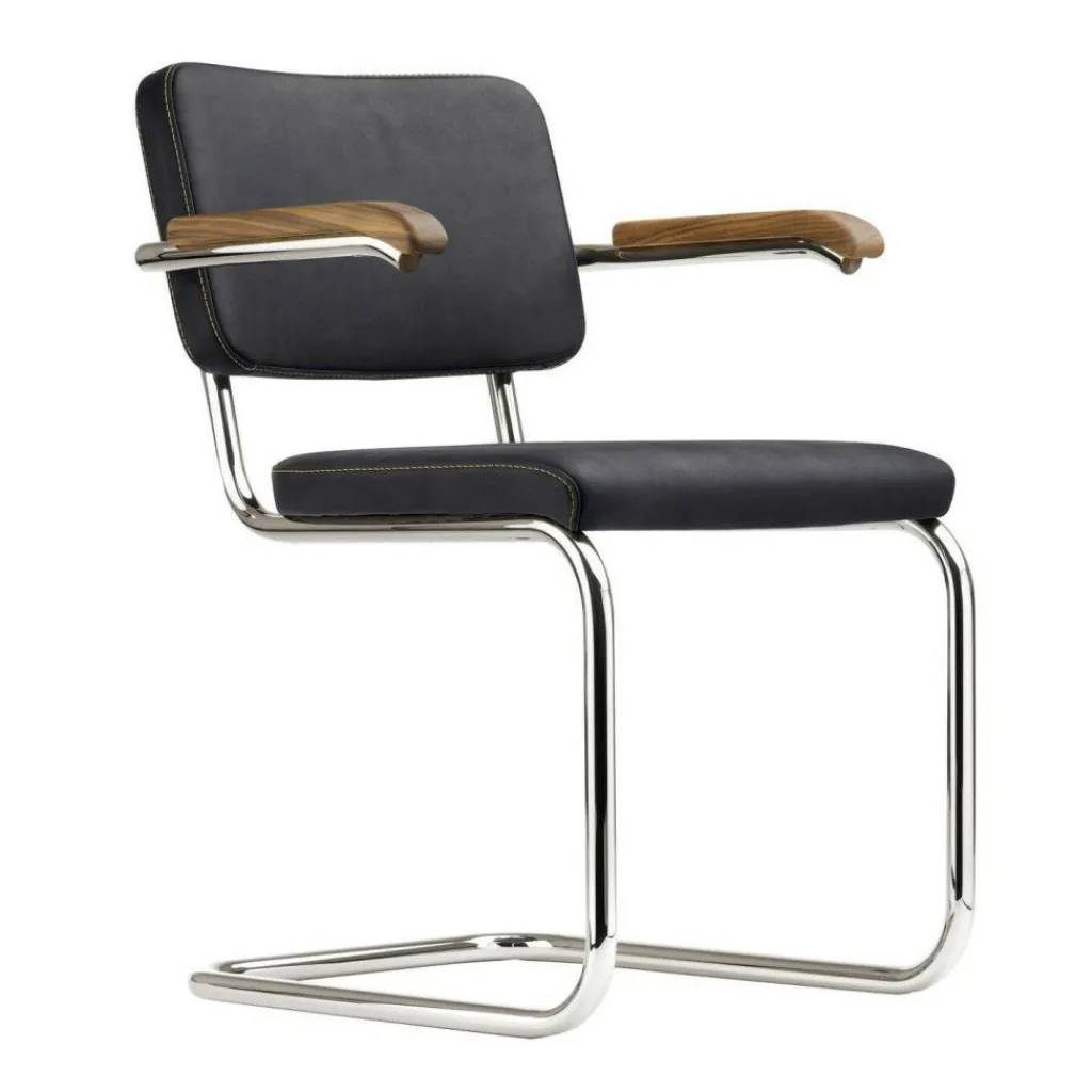 Stühle^Thonet S 64 PV Pure Materials Freischwinger Armlehnstuhl Nussbaum