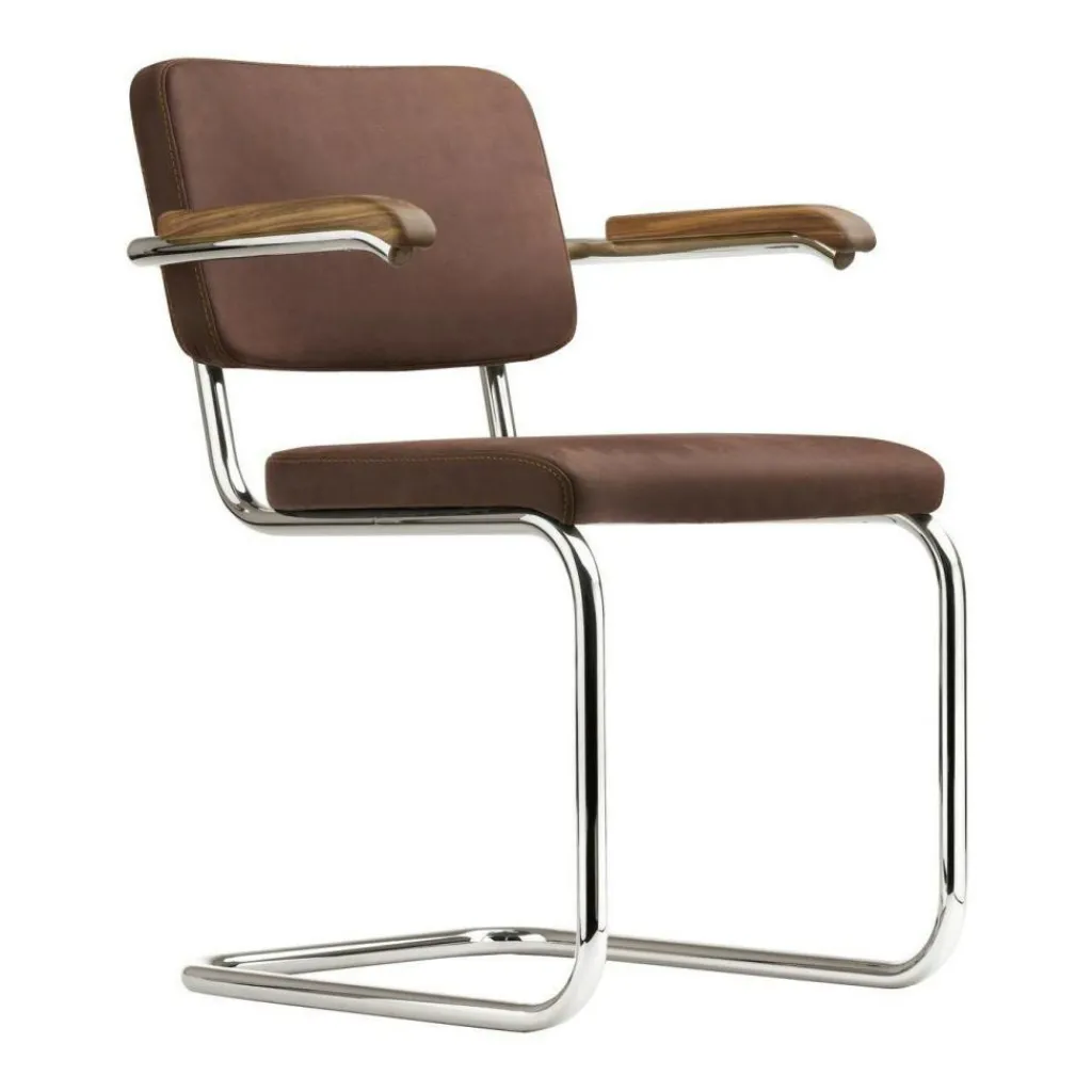 Stühle^Thonet S 64 PV Pure Materials Freischwinger Armlehnstuhl Nussbaum