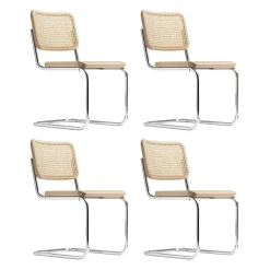 Stühle^Thonet S 32 V Freischwinger Stuhl mit Rohrgeflecht 4er Set