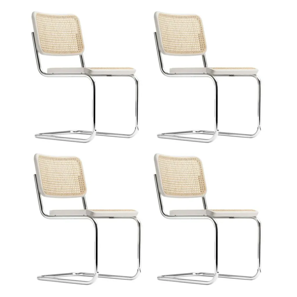 Stühle^Thonet S 32 V Freischwinger Stuhl mit Rohrgeflecht 4er Set