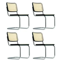 Stühle^Thonet S 32 V Freischwinger Stuhl mit Rohrgeflecht 4er Set