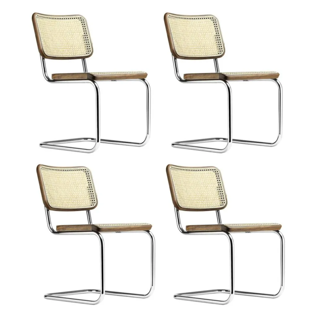 Stühle^Thonet S 32 V Freischwinger Stuhl mit Rohrgeflecht 4er Set