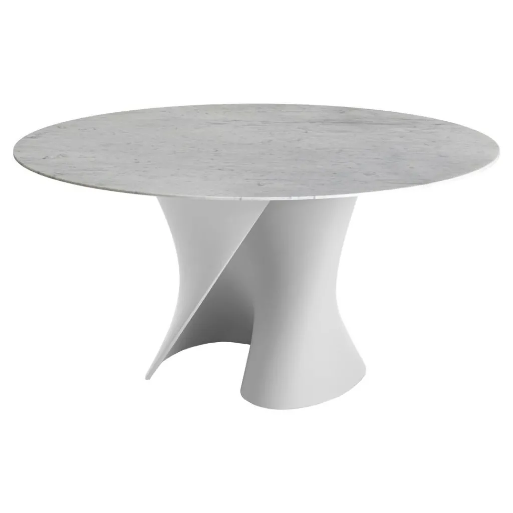 Tische|Esstische^MDF Italia S Table Esstisch Gestell weiß Ø156cm Marmor