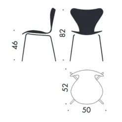 Fritz Hansen Serie 7™ Stuhl gefärbte Esche Gestell Verchromt 4er Set| Stühle