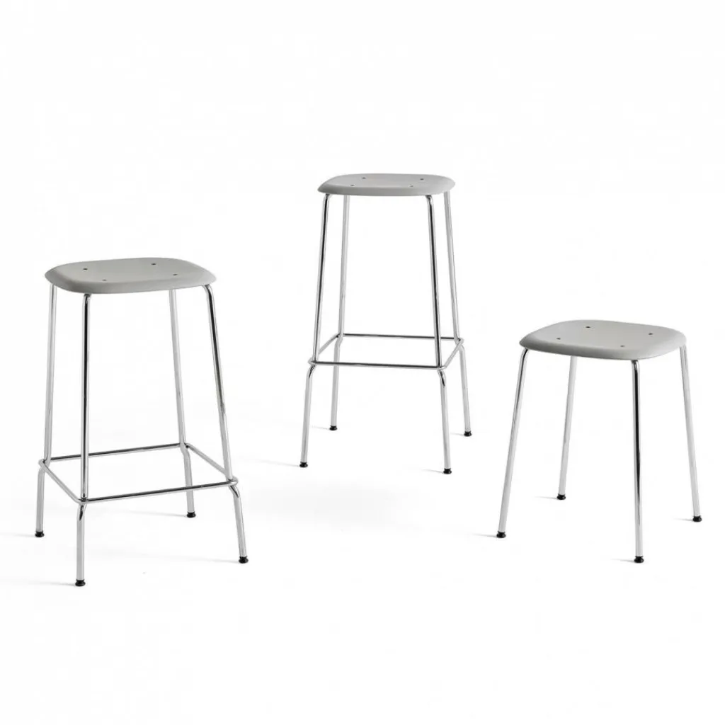 Barhocker^HAY Soft Edge 85 Barhocker hoch Gestell verchromt