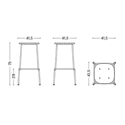 Barhocker^HAY Soft Edge 85 Barhocker hoch Gestell verchromt