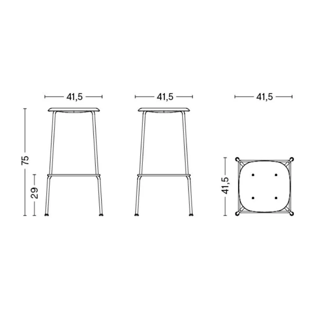 Barhocker^HAY Soft Edge 85 Barhocker hoch Gestell verchromt