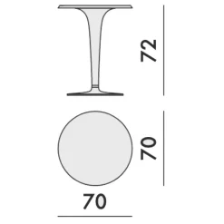Kartell Top Top For Dr. Yes Gartentisch Ø70cm Gestell rund| Gartentische