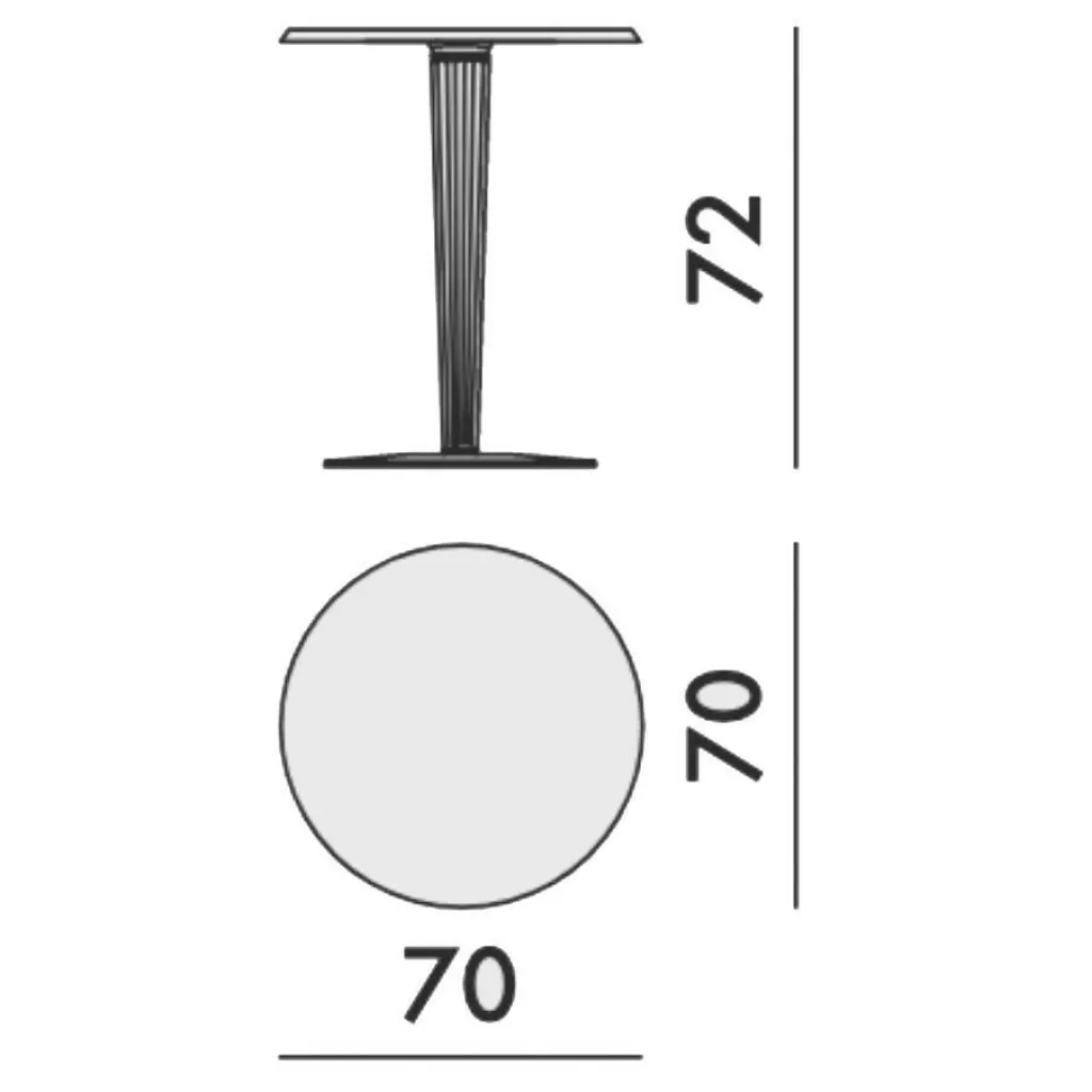 Kartell Top Top For Dr. Yes Gartentisch Ø70cm Gestell quadratisch| Gartentische