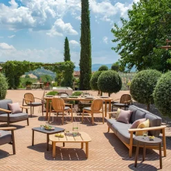 Stühle^Emu Twins Gartenarmlehnstuhl Teak mit Sitzkissen