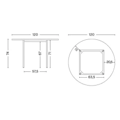 Tische^HAY Two-Colour Esstisch Gestell Kastanienrot Ø120cm