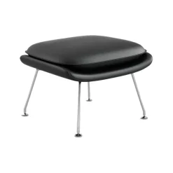 Hocker^Knoll International Womb Relax Ottoman / Hocker Gestell verchromt Leder