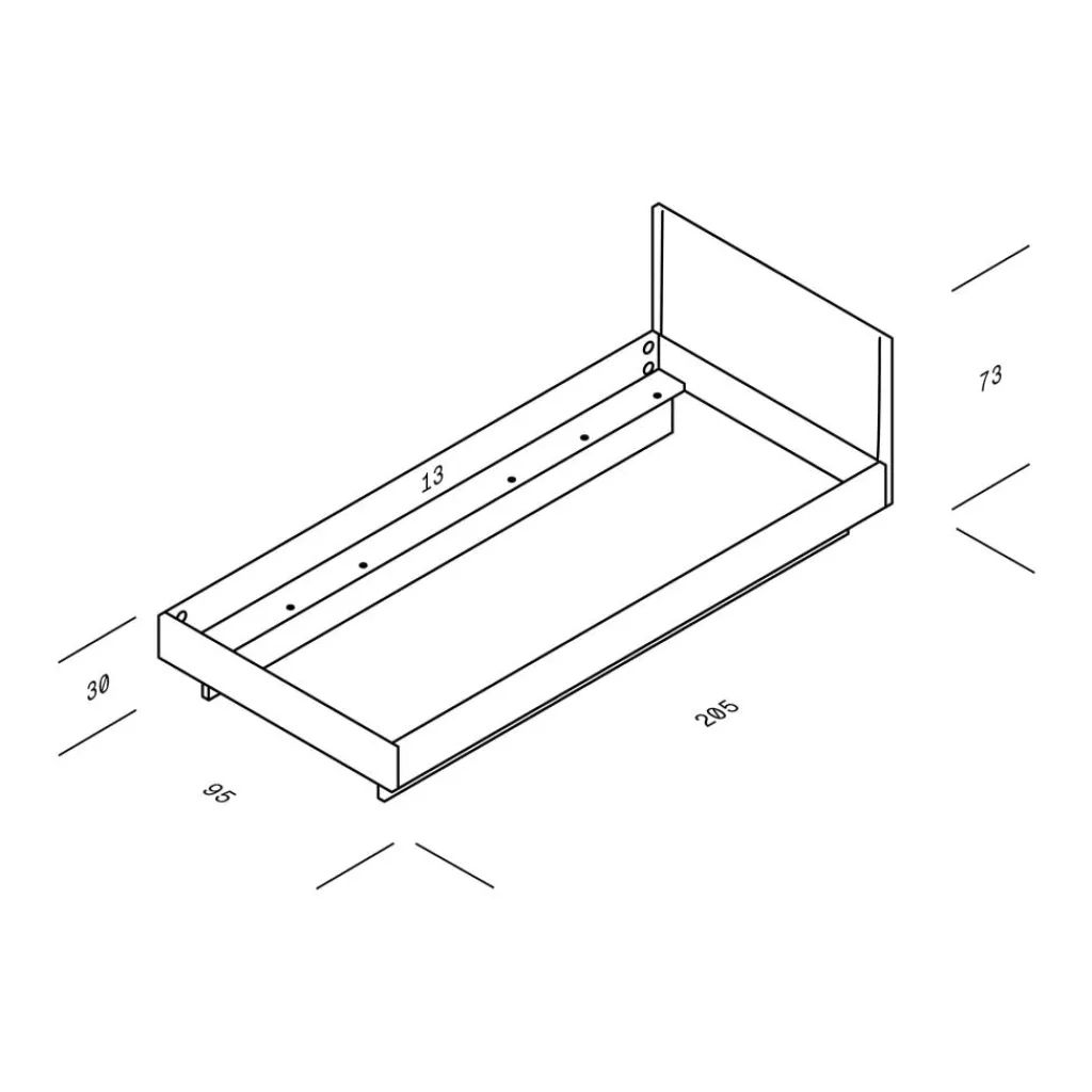 Betten^OUT Objekte unserer Tage Zians XSmall Einzelbett 90x200cm mit Kopfteil und durchgehendem Bein
